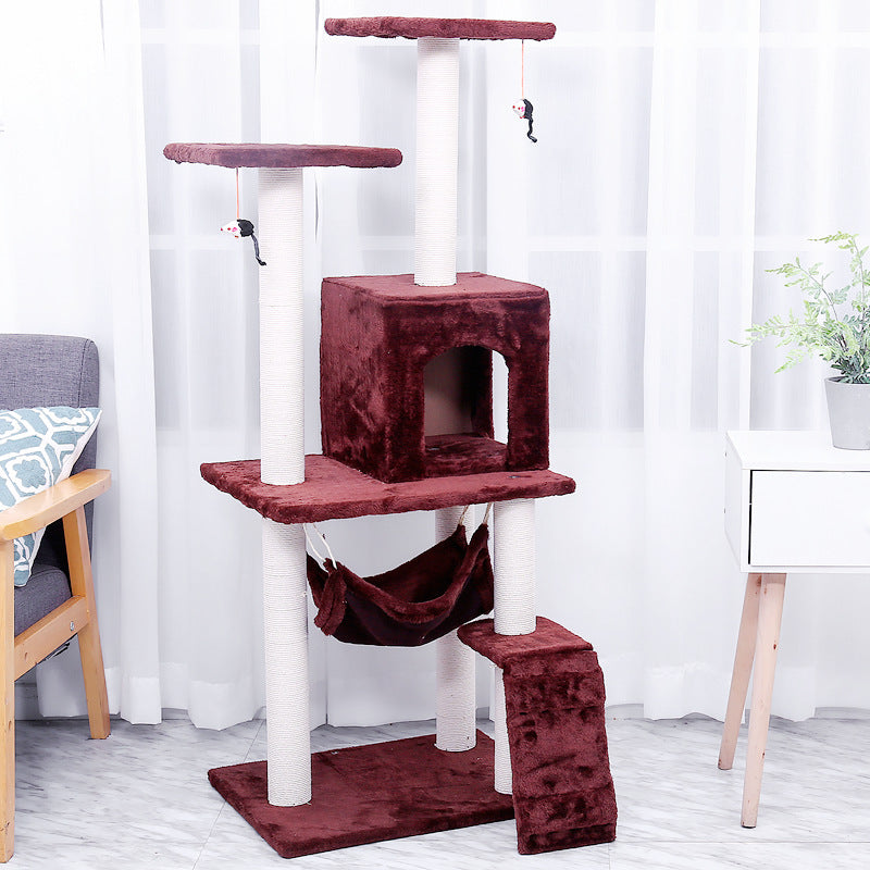 HKM-5206973 Light Gray Cat Climbing Frame with Soft Wool Cloth, Multi-Color Options, 125cm Height