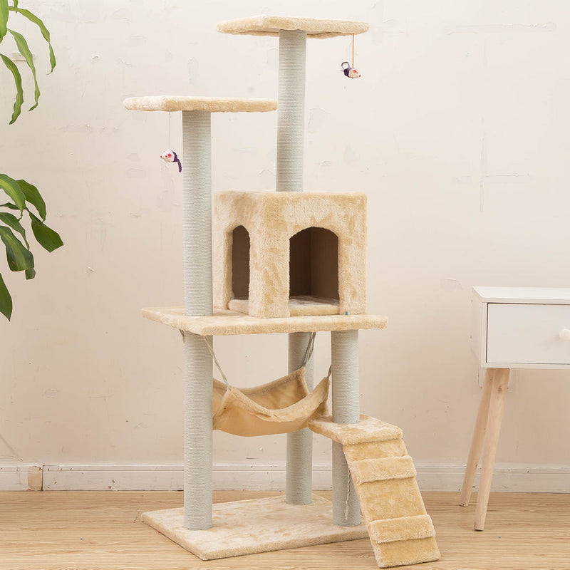 HKM-5206973 Light Gray Cat Climbing Frame with Soft Wool Cloth, Multi-Color Options, 125cm Height