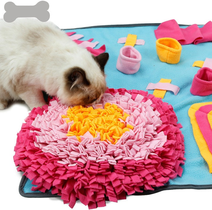 HKM-5207229 Interactive Pet Snuffle Mat for Dogs and Cats - Soft Fleece Feeding & Foraging Activity Blanket