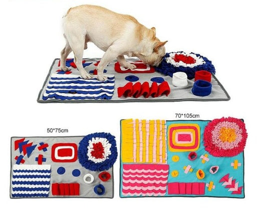 HKM-5207229 Interactive Pet Snuffle Mat for Dogs and Cats - Soft Fleece Feeding & Foraging Activity Blanket