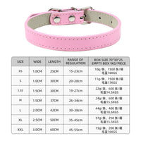 HKM-5207357 Monochrome PU Dog Collar for Small and Medium Pets - Various Colors and Sizes Available