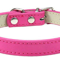 HKM-5207357 Monochrome PU Dog Collar for Small and Medium Pets - Various Colors and Sizes Available