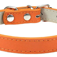 HKM-5207357 Monochrome PU Dog Collar for Small and Medium Pets - Various Colors and Sizes Available