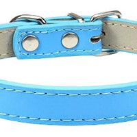 HKM-5207357 Monochrome PU Dog Collar for Small and Medium Pets - Various Colors and Sizes Available