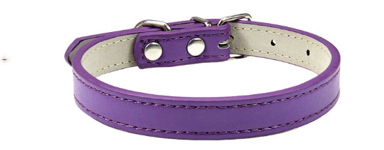 HKM-5207357 Monochrome PU Dog Collar for Small and Medium Pets - Various Colors and Sizes Available