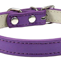 HKM-5207357 Monochrome PU Dog Collar for Small and Medium Pets - Various Colors and Sizes Available
