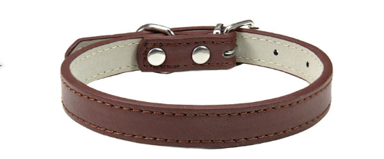 HKM-5207357 Monochrome PU Dog Collar for Small and Medium Pets - Various Colors and Sizes Available