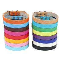 HKM-5207357 Monochrome PU Dog Collar for Small and Medium Pets - Various Colors and Sizes Available