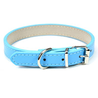 HKM-5207357 Monochrome PU Dog Collar for Small and Medium Pets - Various Colors and Sizes Available
