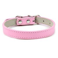 HKM-5207357 Monochrome PU Dog Collar for Small and Medium Pets - Various Colors and Sizes Available