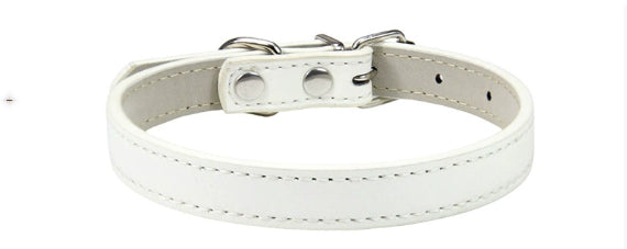 HKM-5207357 Monochrome PU Dog Collar for Small and Medium Pets - Various Colors and Sizes Available