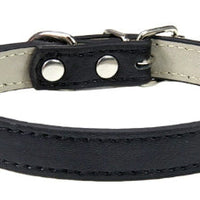 HKM-5207357 Monochrome PU Dog Collar for Small and Medium Pets - Various Colors and Sizes Available