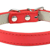 HKM-5207357 Monochrome PU Dog Collar for Small and Medium Pets - Various Colors and Sizes Available