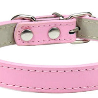 HKM-5207357 Monochrome PU Dog Collar for Small and Medium Pets - Various Colors and Sizes Available