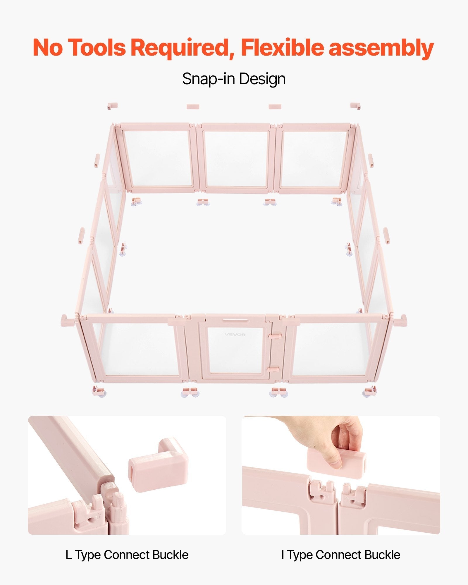 HKM-5209021 Transparent Whelping Box with Window for Large Dogs - Easy Assembly Playpen 60x59x23 In