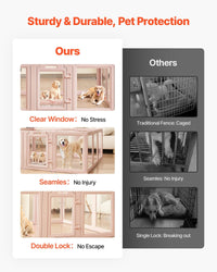 HKM-5209021 Transparent Whelping Box with Window for Large Dogs - Easy Assembly Playpen 60x59x23 In