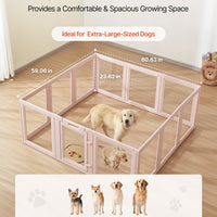 HKM-5209021 Transparent Whelping Box with Window for Large Dogs - Easy Assembly Playpen 60x59x23 In