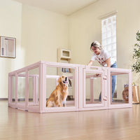 HKM-5209021 Transparent Whelping Box with Window for Large Dogs - Easy Assembly Playpen 60x59x23 In