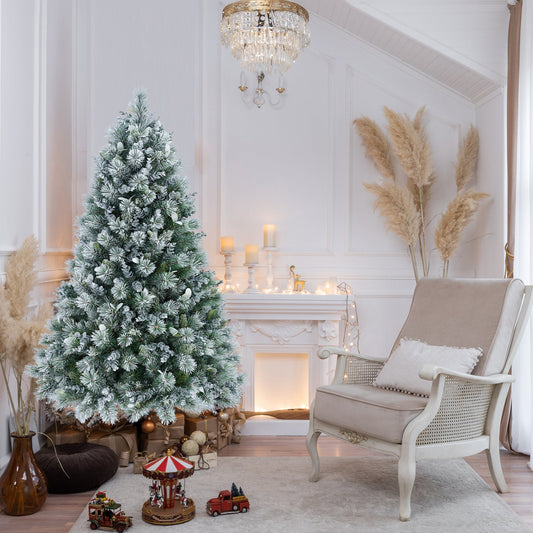 HKM-520915 4FT Snow Flocked Artificial Christmas Tree with 404 Realistic PE Tips for Home and Office Decor