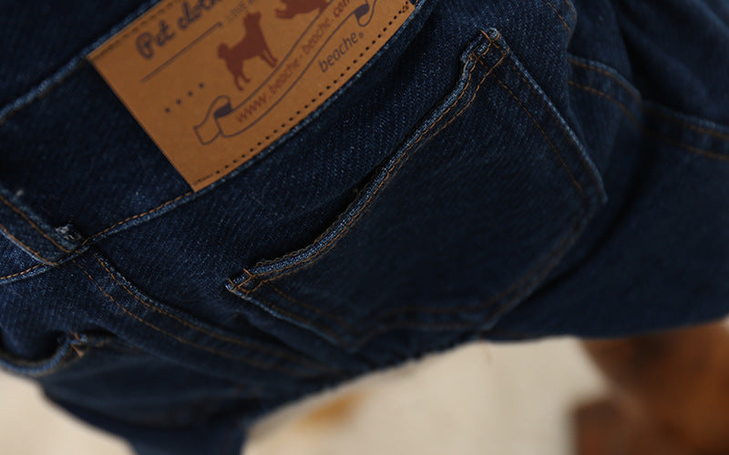 HKM-5209533 Casual Cotton Dog Jeans for Small Breeds - Teddy and Bichon Styles