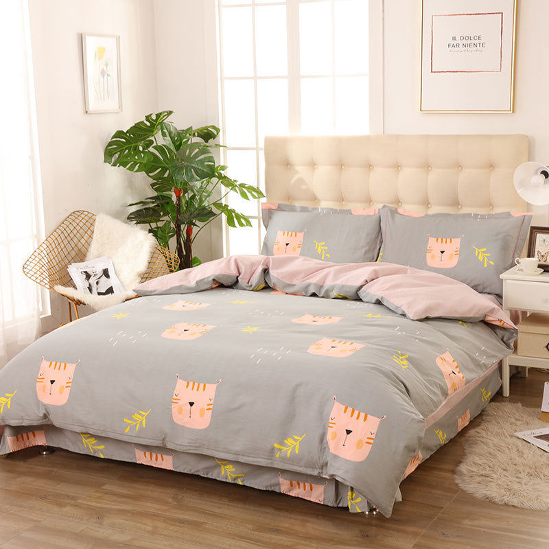 HKM-521107 Cotton Four-Piece Bedding Set with Luxurious Silk-Like Finish