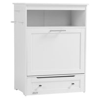 HKM-5211325 Pet Feeder Station Locker with Storage, Raised Bowls, and Hooks for Supplies - White