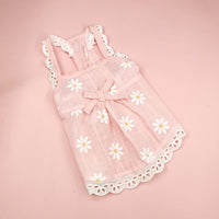 HKM-5211709 Lace Skirt for Dogs and Cats with Blue and Pink Sunflower Print, Cotton Material, Sizes XS-XL