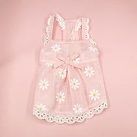 HKM-5211709 Lace Skirt for Dogs and Cats with Blue and Pink Sunflower Print, Cotton Material, Sizes XS-XL