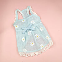 HKM-5211709 Lace Skirt for Dogs and Cats with Blue and Pink Sunflower Print, Cotton Material, Sizes XS-XL