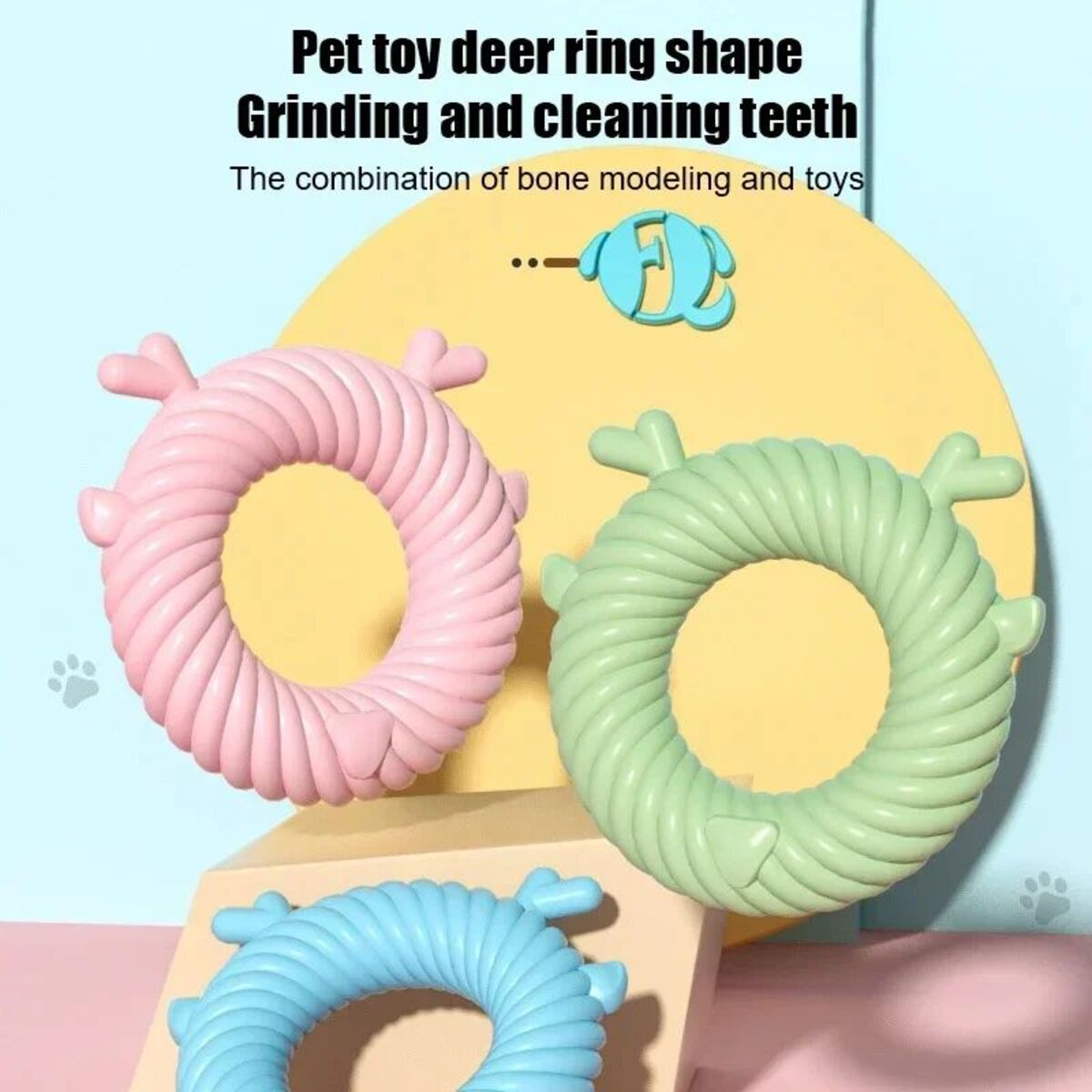 HKM-5212605 Interactive Dog Teething Plush Toy - Chew and Teeth Cleaning Deer Shape for Small to Large Dogs