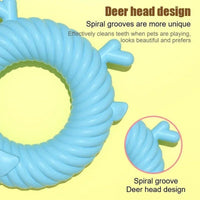 HKM-5212605 Interactive Dog Teething Plush Toy - Chew and Teeth Cleaning Deer Shape for Small to Large Dogs