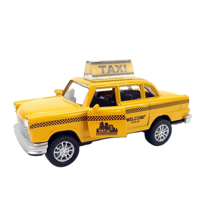 HKM-521427 1:32 Scale Diecast Yellow Taxi Model with Light and Music for Ages 2-7