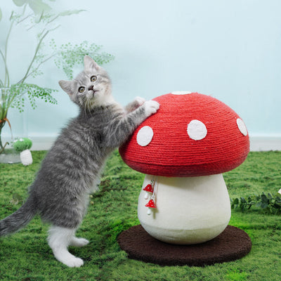 HKM-5214397 Self-Healing Cat Climbing Frame with Cotton Rope – Red Mushroom Design, 340*280cm