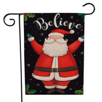 HKM-521555 Santa Claus Garden Flag for Holiday Decorations - 30x45cm Linen Festival Flag