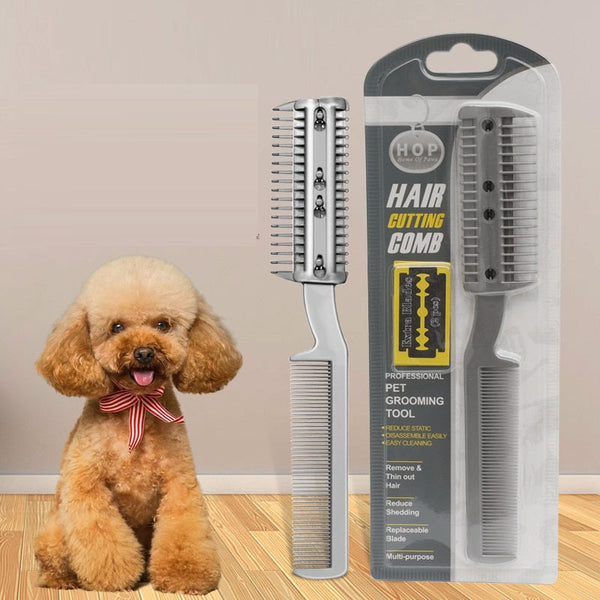 HKM-5215677 Pet Cleaning Comb for Dogs and Cats with Bonus Blade - Plastic Grooming Tool