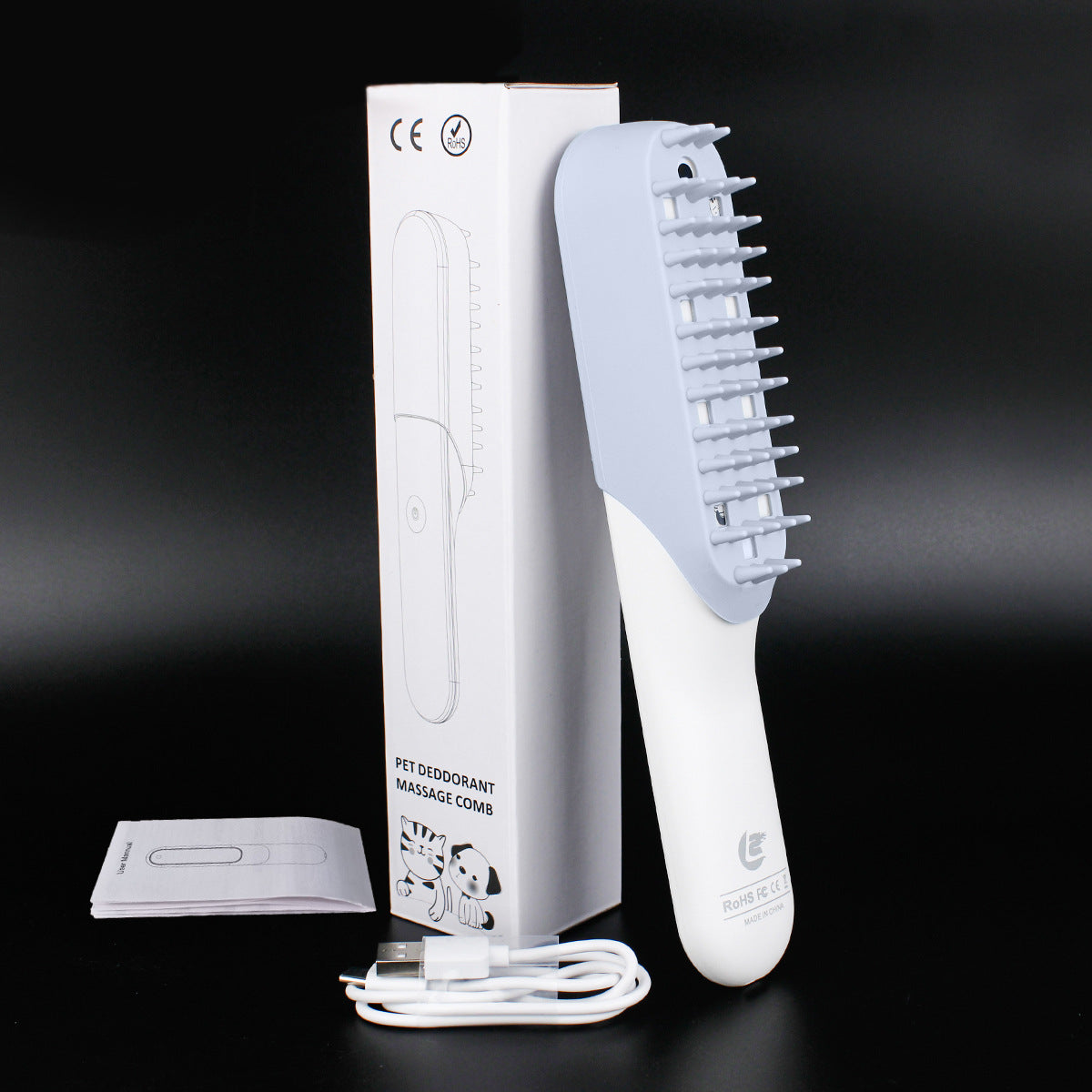 HKM-5216701 Silicone Pet Grooming Brush with Deodorization and Massage Features, Blue