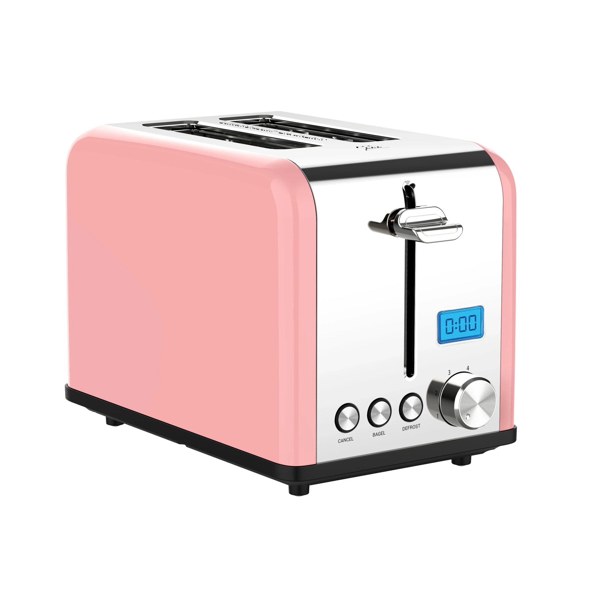 HKM-521683 Stainless Steel 2-Slice Electric Toaster with LCD Display and Grill Function