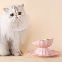 HKM-5217085 Elegant Pink Cat Bowl and Dinner Plate Set in Bone Porcelain for Indoor Use