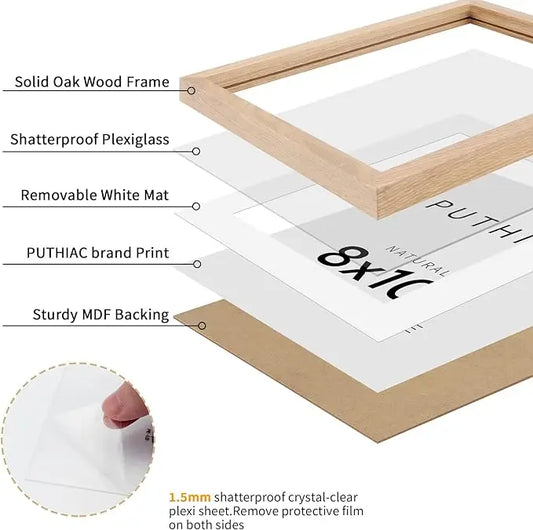 HKM-521811 Classic Wooden Photo Frame for Elegant Photo Display with Glass Insert