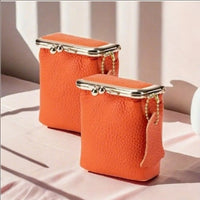 HKM-521811 Genuine Leather Mini Wallet with Kiss Lock Closure for Coins and Essentials