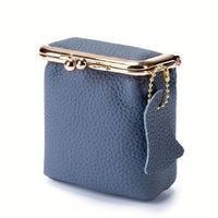 HKM-521811 Genuine Leather Mini Wallet with Kiss Lock Closure for Coins and Essentials