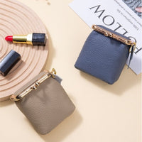 HKM-521811 Genuine Leather Mini Wallet with Kiss Lock Closure for Coins and Essentials
