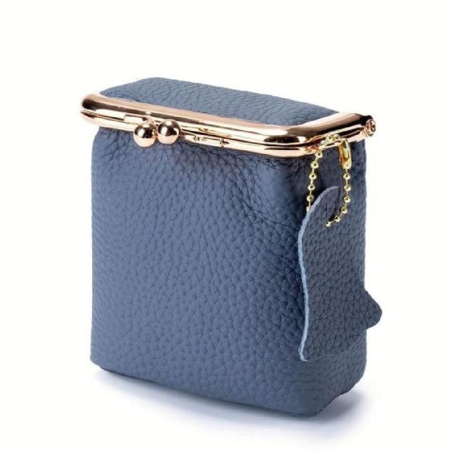 HKM-521811 Genuine Leather Mini Wallet with Kiss Lock Closure for Coins and Essentials