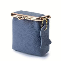 HKM-521811 Genuine Leather Mini Wallet with Kiss Lock Closure for Coins and Essentials