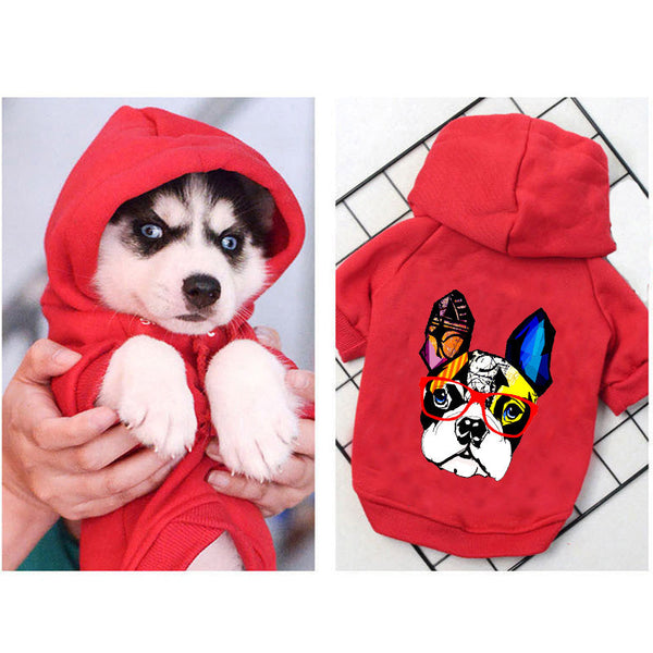 HKM-5219261 Cozy Cotton Hoodie for Dogs - Warm and Loose Fit in Black, Grey, Red, Sizes S-XXL