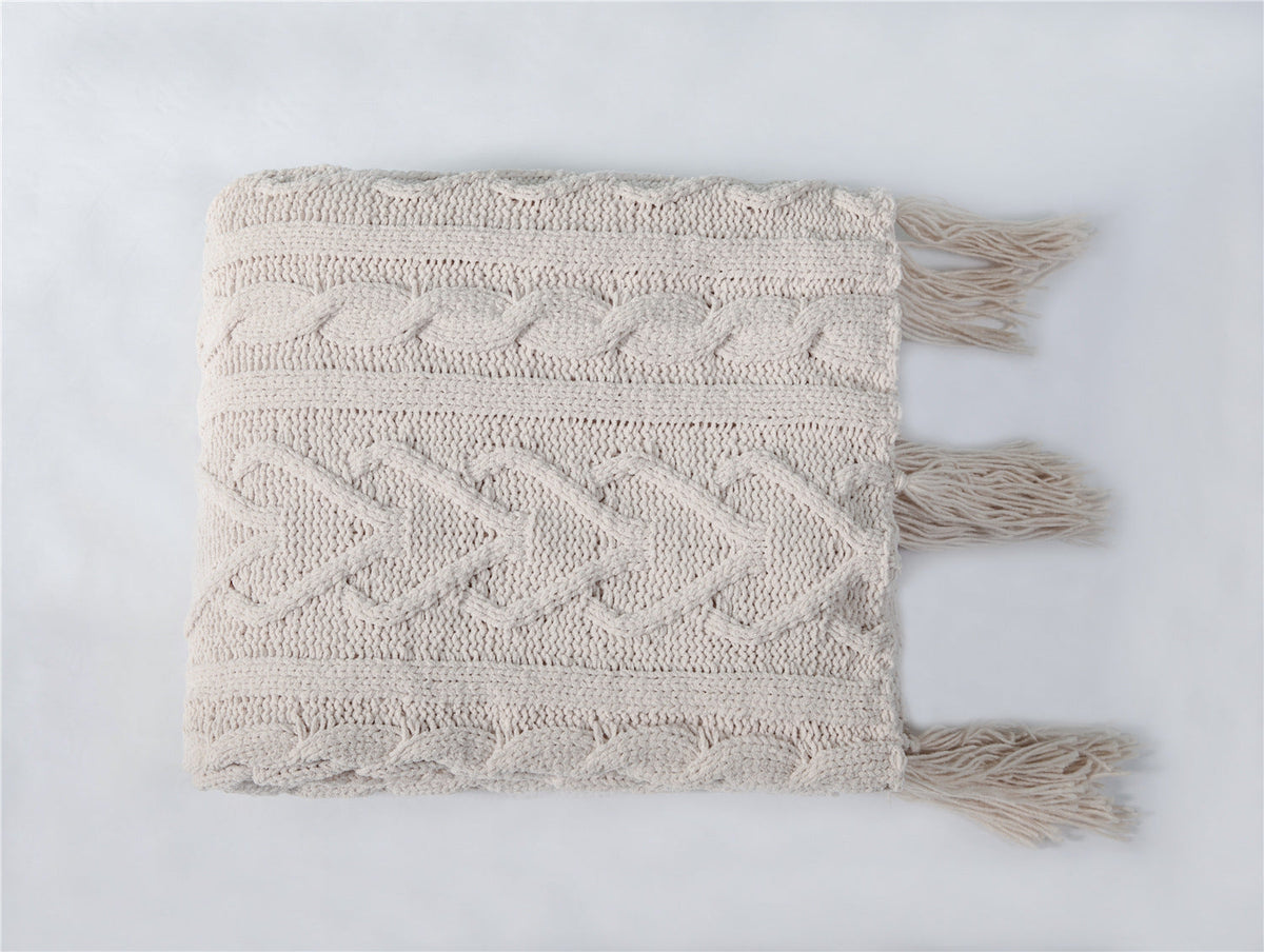 HKM-521939 Sofa Bed Blanket Cover - Modern Polyester Towel Blanket, 130x160cm, Winter Colors Available