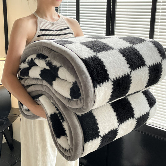 HKM-521939 Soft Velvet Plaid Blanket in Multiple Colors and Sizes