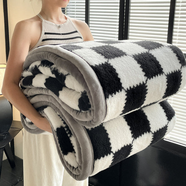 HKM-521939 Soft Velvet Plaid Blanket in Multiple Colors and Sizes