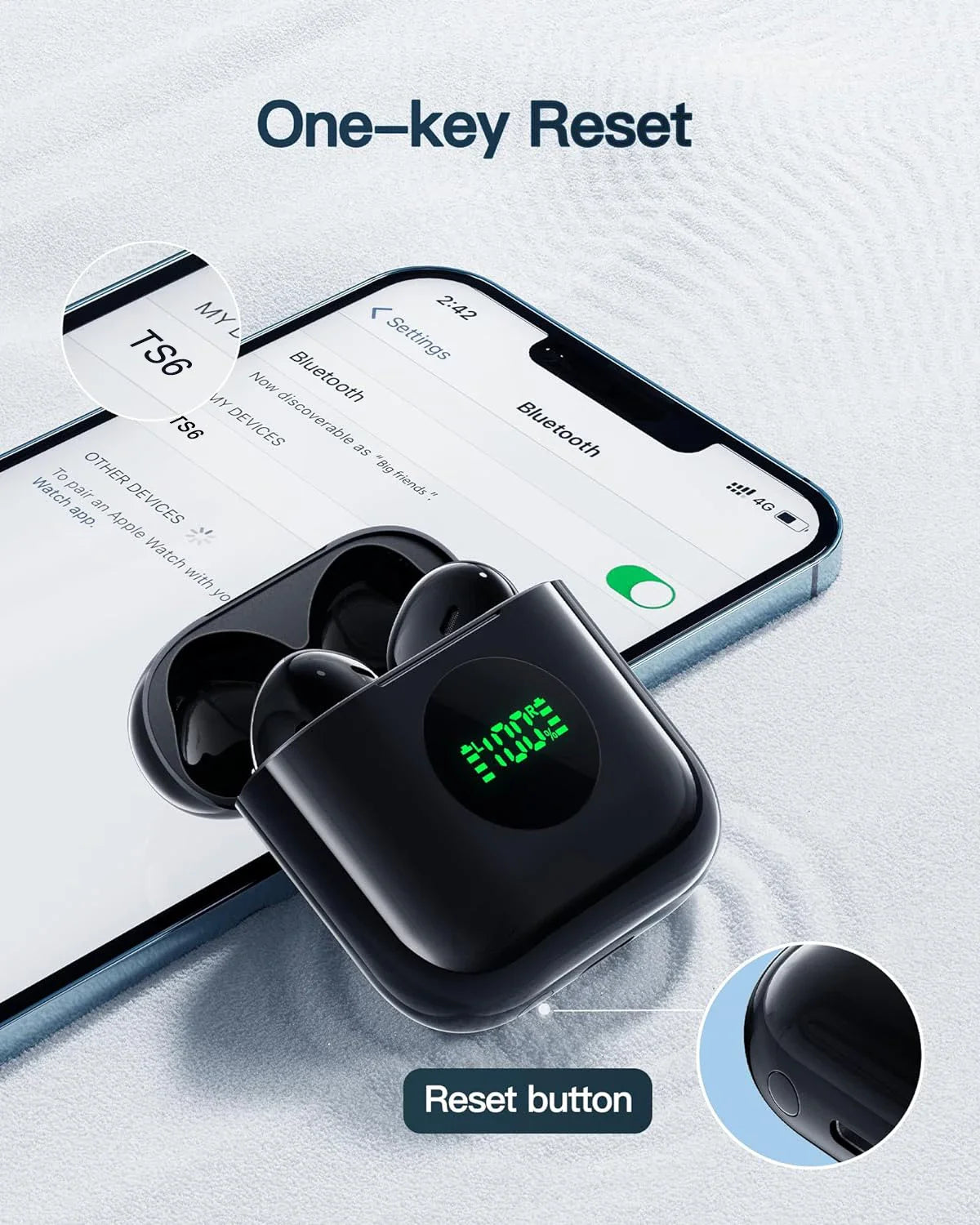 HKM-521939 TWS Gaming Wireless Earbuds with LED Display – High-Performance Bluetooth Headset for Mobile and Gaming Use