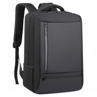 HKM-522003 Stylish Black Waterproof Laptop Backpack with Durable Zipper and USB Access for Students and Outdoor Use